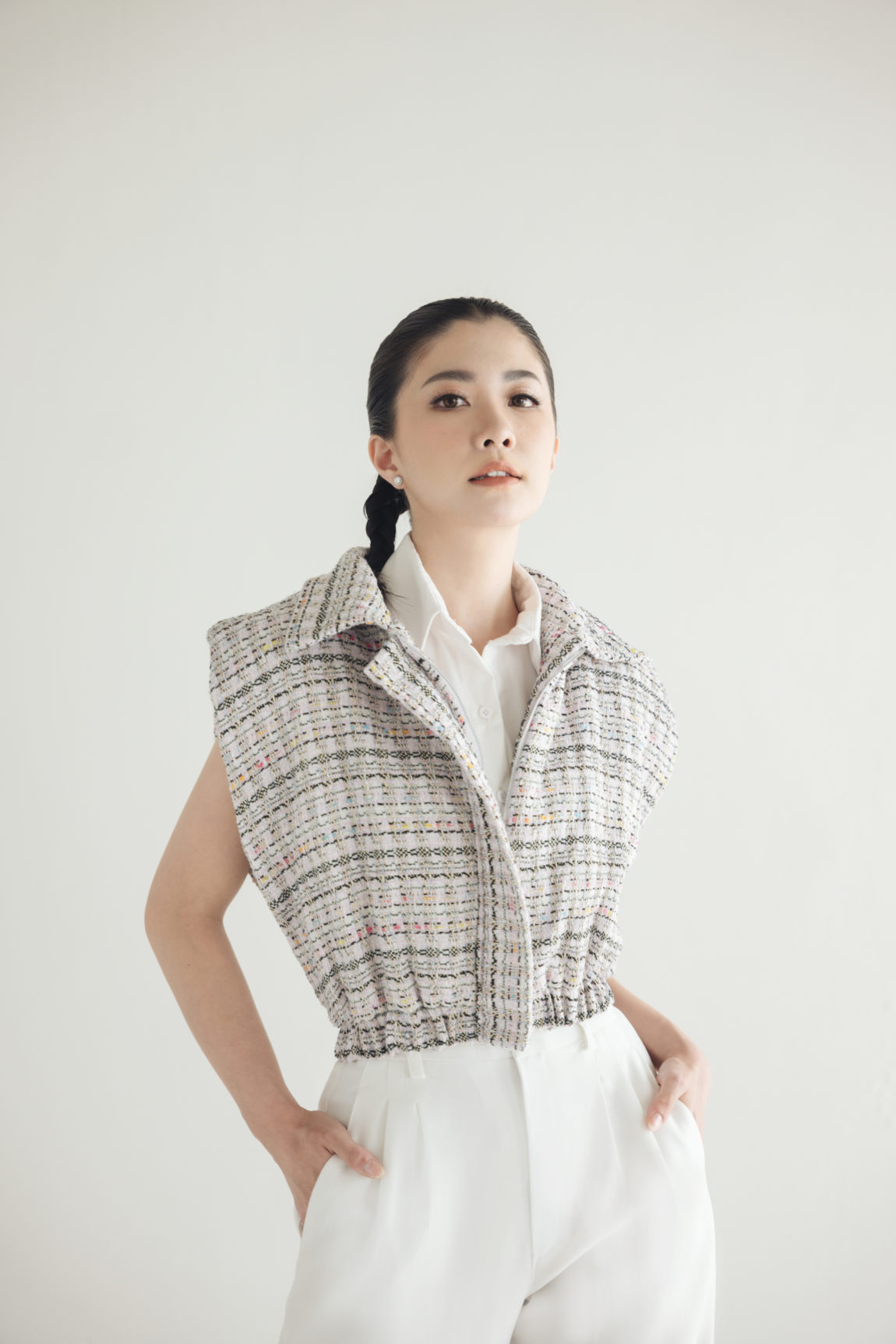 CARSON TWEED TOP